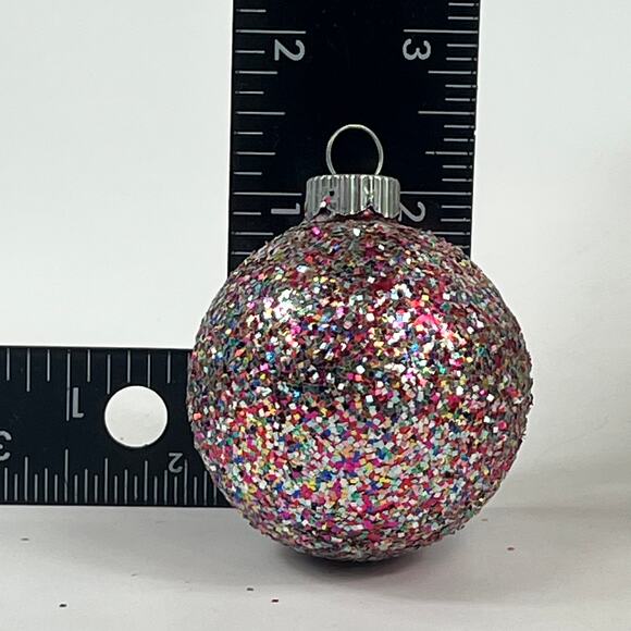 Vtg Decorated Shiny Brite Glitter Shard Glass Ornaments Set of 12 Mixed USA - Picture 14 of 16